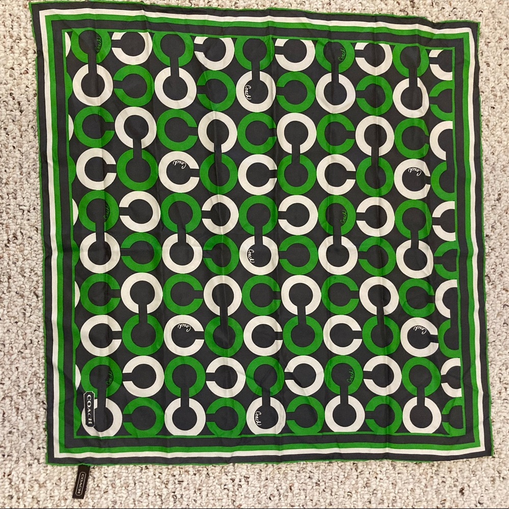 COACH 100% silk green scarf